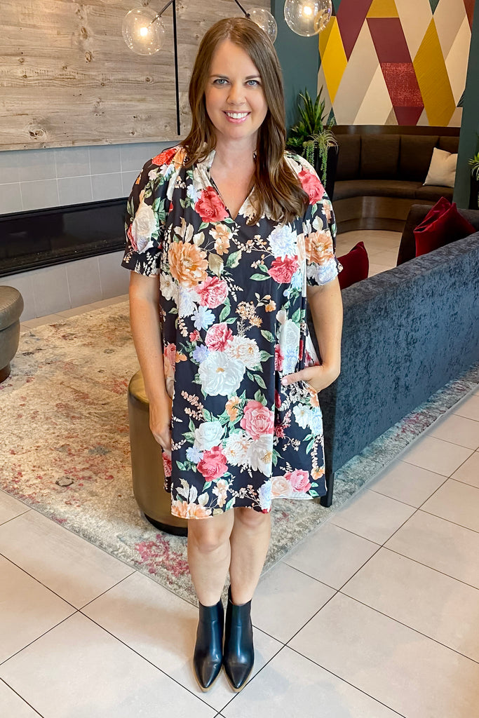 Big Touch of Florals Black Dress - Lyla's: Clothing, Decor & More - Plano Boutique