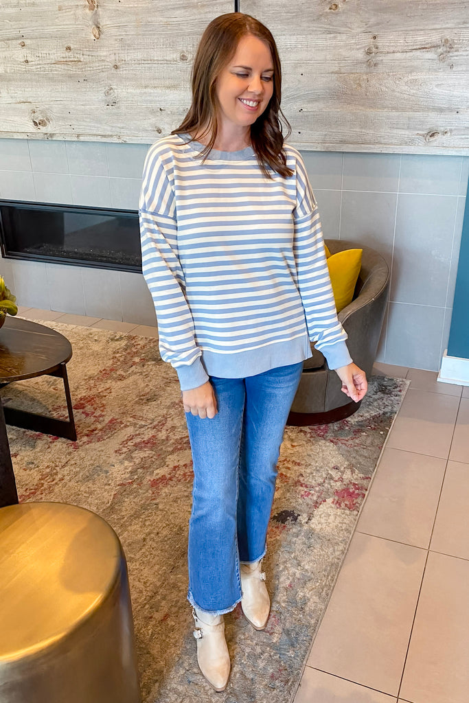 Daydream Striped Blue Sweater - Lyla's: Clothing, Decor & More - Plano Boutique