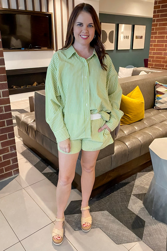 Spill The Green Tea Striped Top - Lyla's: Clothing, Decor & More - Plano Boutique