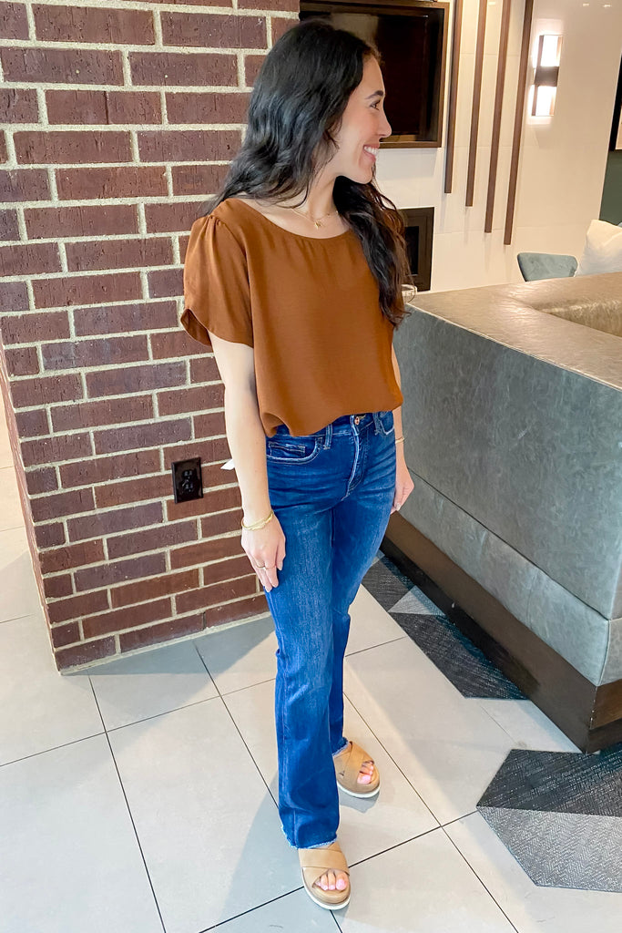 Wonder About You Mocha Brown Top - Lyla's: Clothing, Decor & More - Plano Boutique