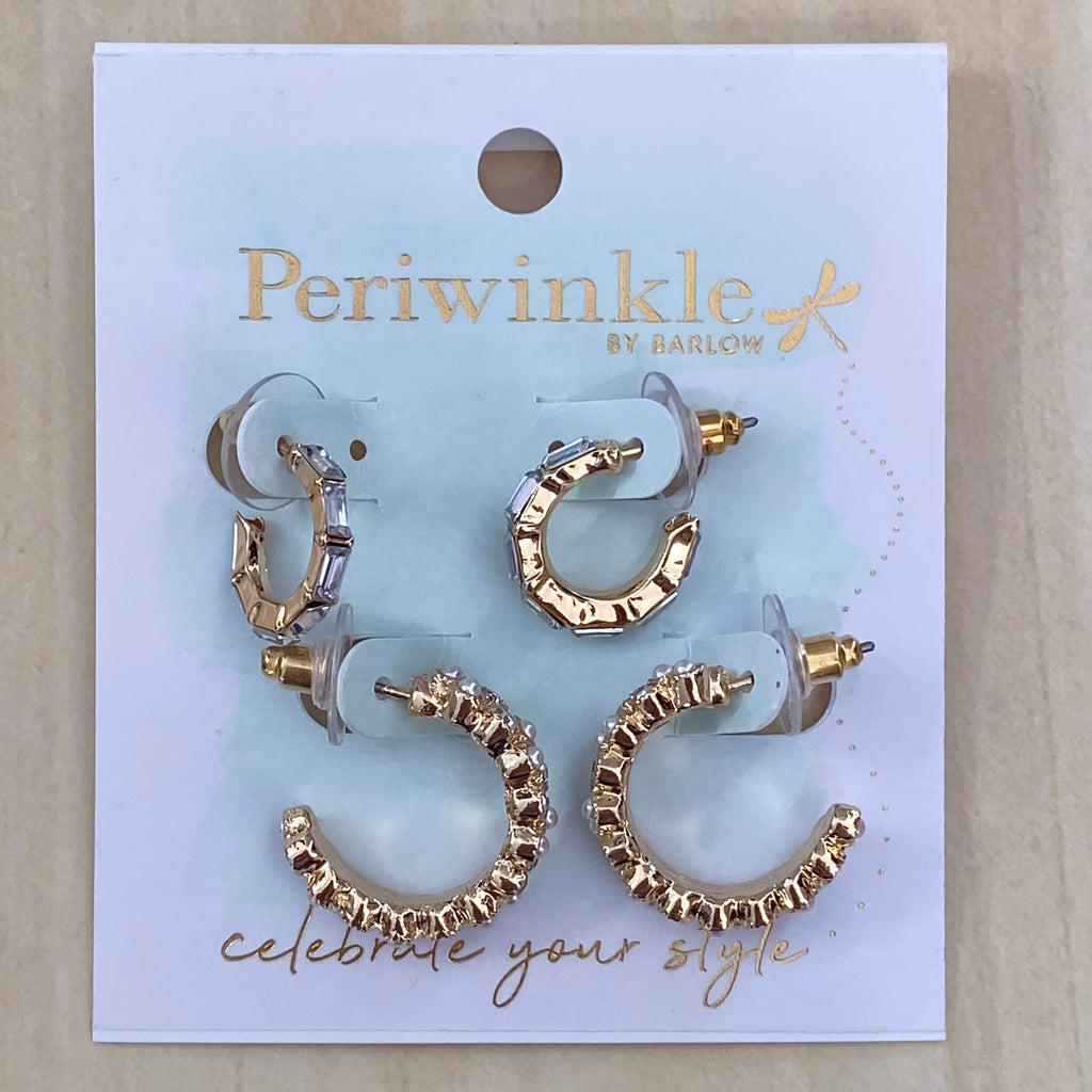 Crystal And Pearl Hoop Duo Earrings - Lyla's: Clothing, Decor & More - Plano Boutique