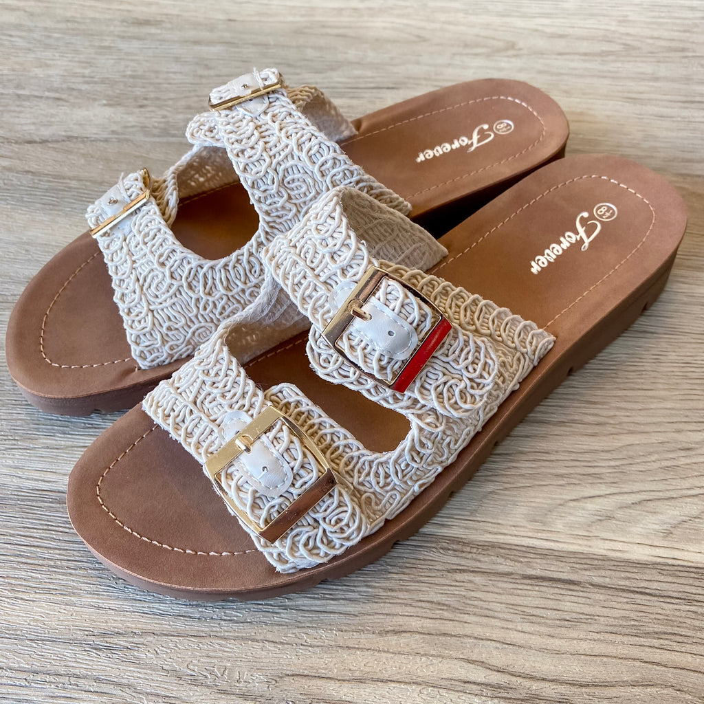 Offer Double Buckle Raffia Sandal - Lyla's: Clothing, Decor & More - Plano Boutique