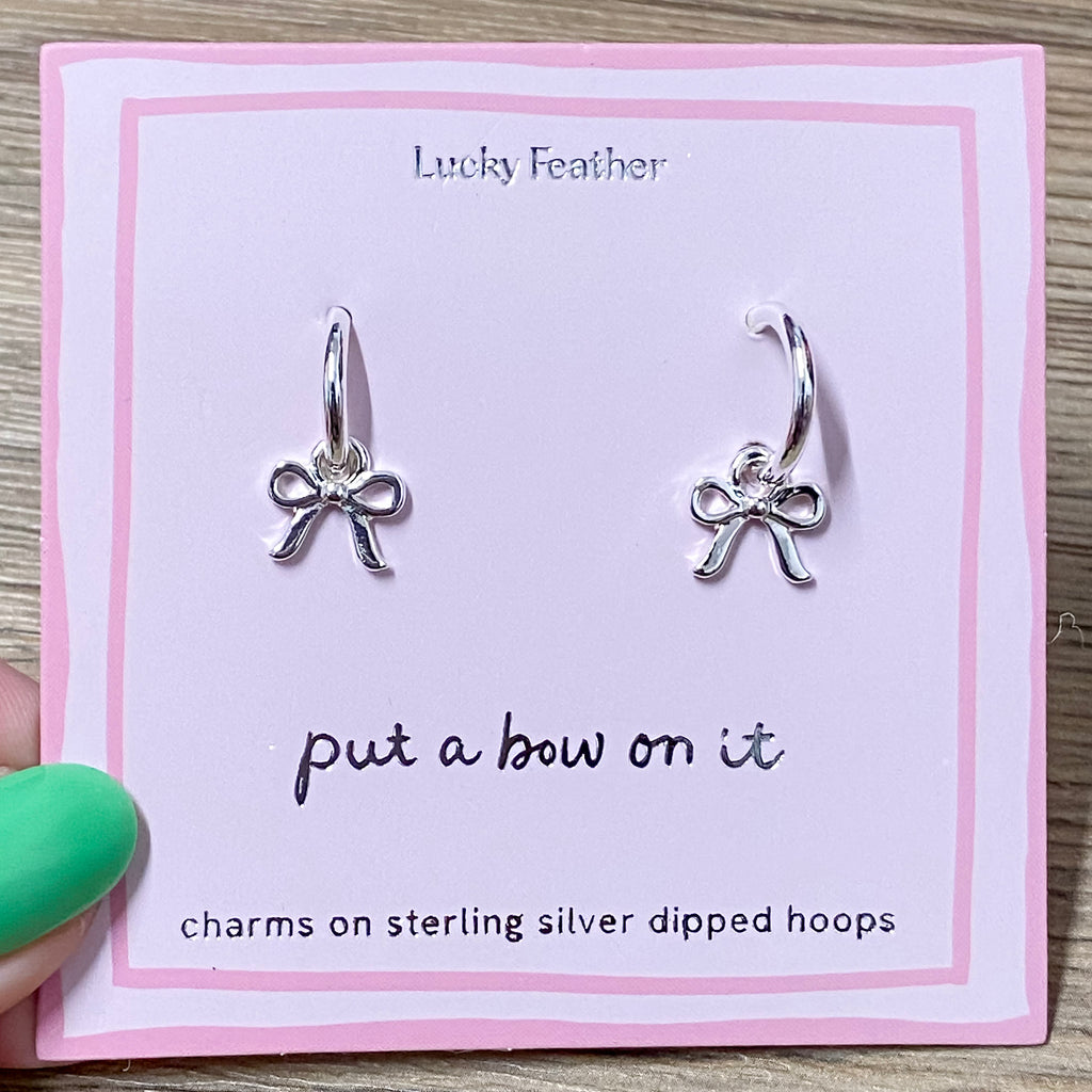 Beautiful Bow Charm Hoop Silver Earrings - Lyla's: Clothing, Decor & More - Plano Boutique