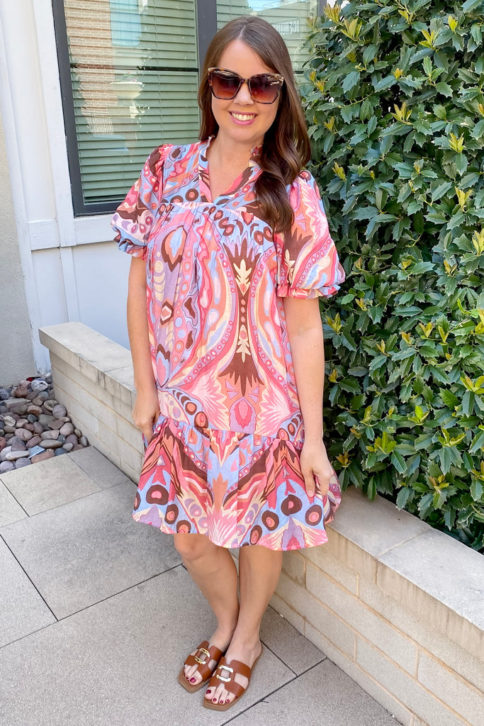 Count On Me Pink Print Dress - Lyla's: Clothing, Decor & More - Plano Boutique
