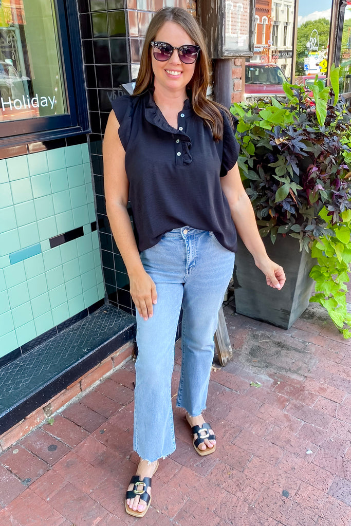 Always the Way Black Ruffle Top - Lyla's: Clothing, Decor & More - Plano Boutique