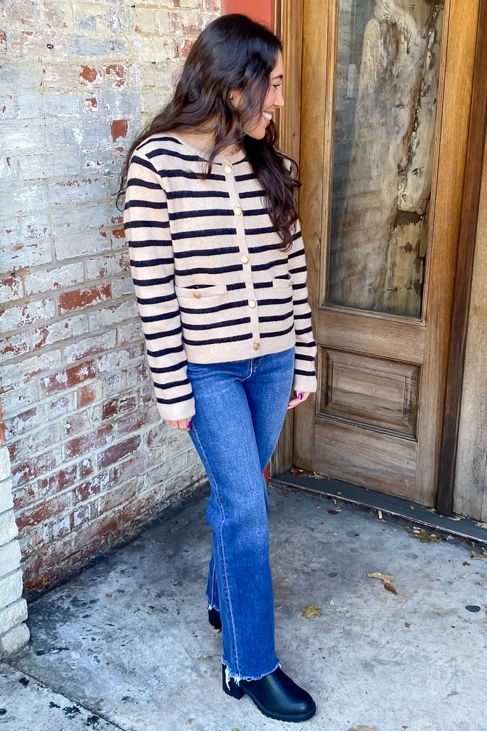 My Day Is Made Gold Button Taupe Cardigan - Lyla's: Clothing, Decor & More - Plano Boutique