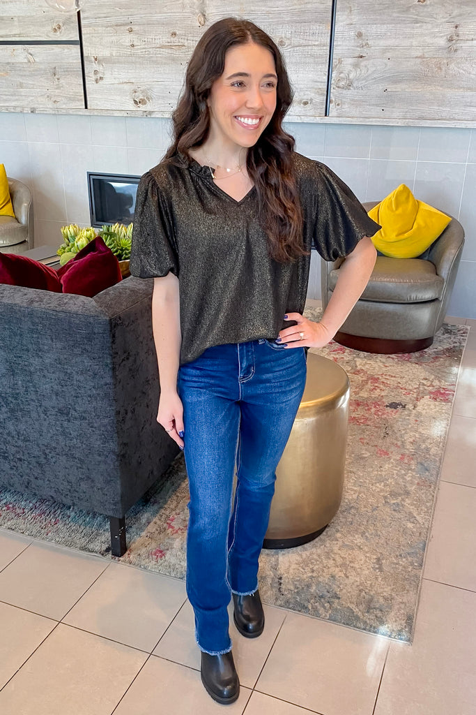 Shimmer and Shine the Night Away Black Top - Lyla's: Clothing, Decor & More - Plano Boutique