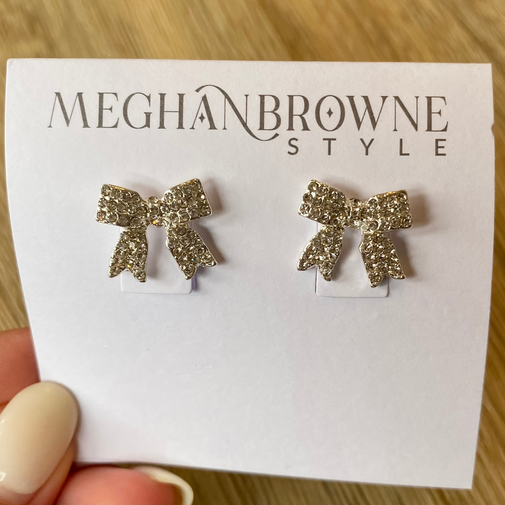 Priss Silver Bow Earrings by Meghan Browne - Lyla's: Clothing, Decor & More - Plano Boutique
