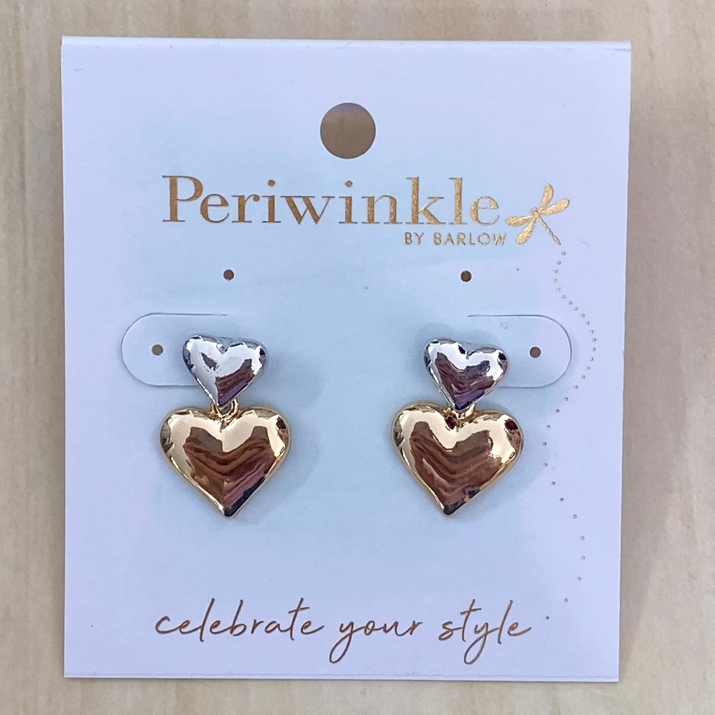 Two Tone Heart Drop Earrings - Lyla's: Clothing, Decor & More - Plano Boutique
