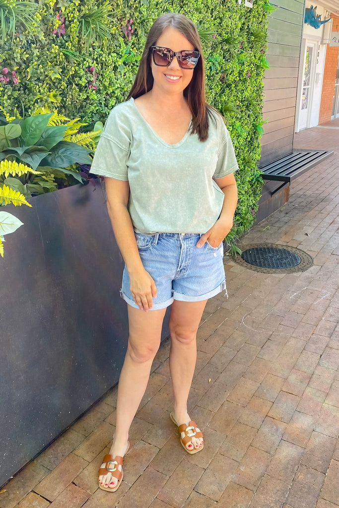 What Do You Know Washed Olive Top - Lyla's: Clothing, Decor & More - Plano Boutique