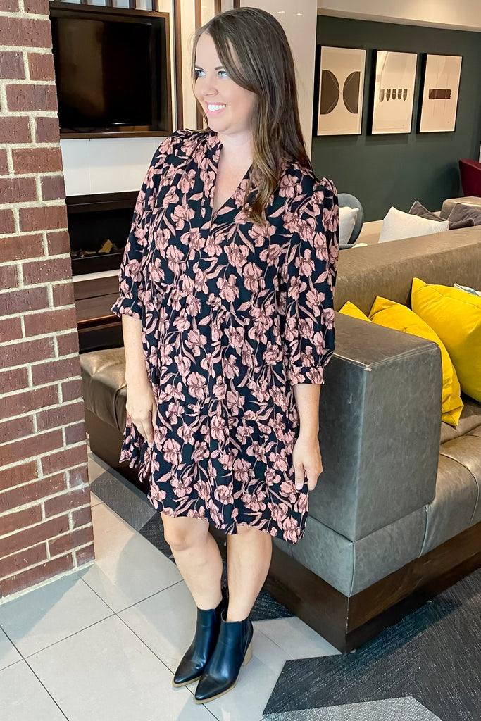 Don't Mind Me Black Floral Print Dress - Lyla's: Clothing, Decor & More - Plano Boutique