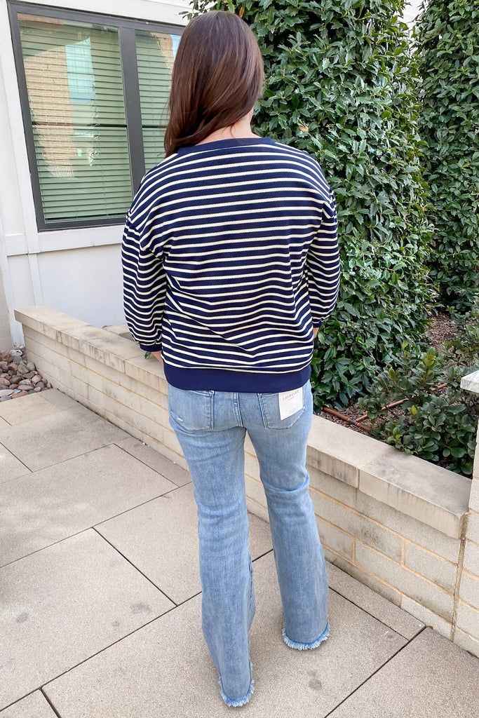 Chic Striped Navy and Natural Top - Lyla's: Clothing, Decor & More - Plano Boutique