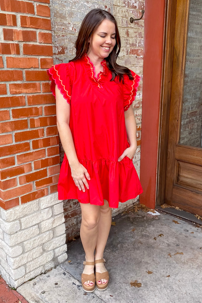Cherry Blossom Flair Red Dress - Lyla's: Clothing, Decor & More - Plano Boutique