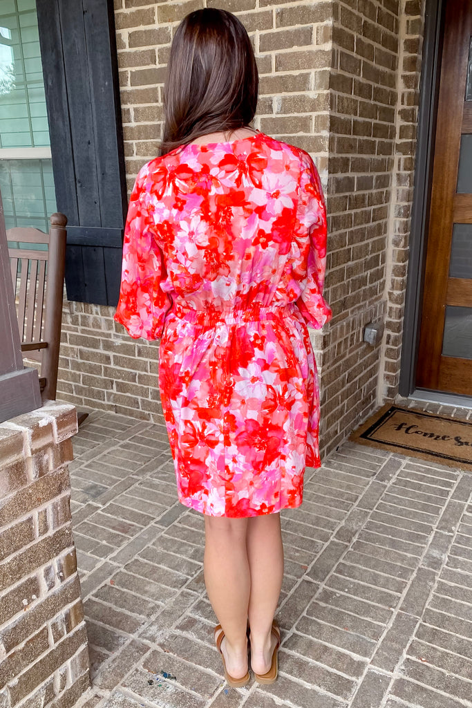 Smock It Out Floral Print Red and Pink Dress - Lyla's: Clothing, Decor & More - Plano Boutique
