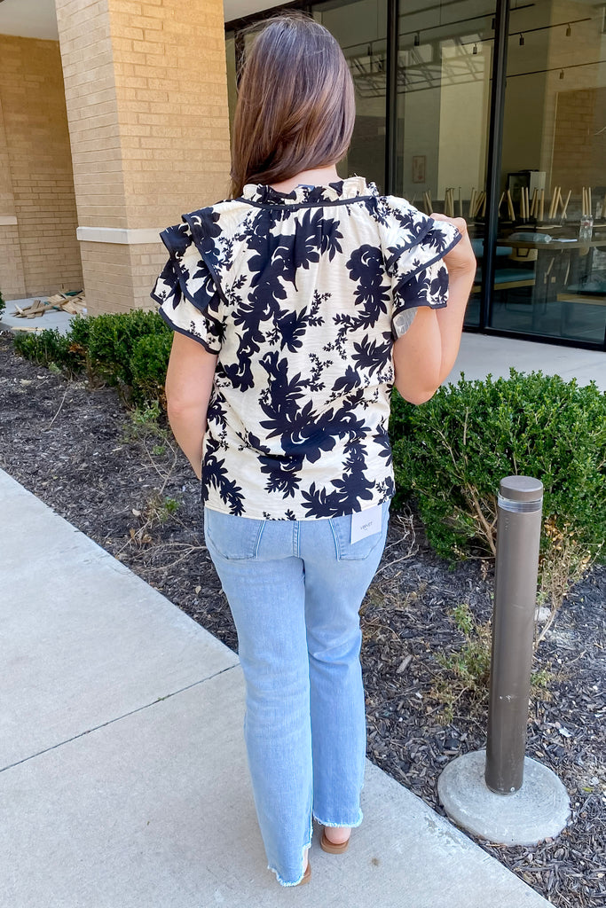 Crashing the Day Floral Print Black Top - Lyla's: Clothing, Decor & More - Plano Boutique