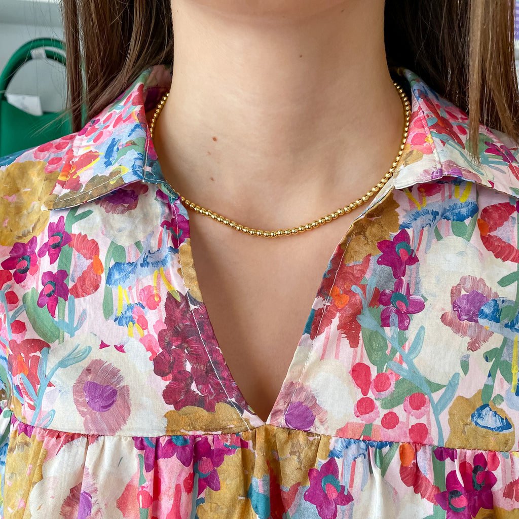 Gold Beaded Clasp Necklace - Lyla's: Clothing, Decor & More - Plano Boutique