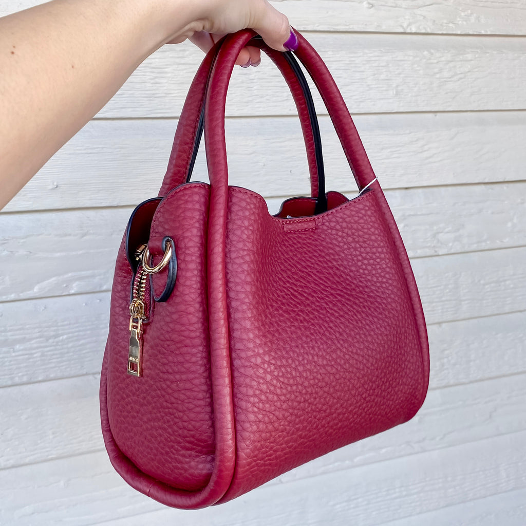 Jen & Co Ruby 3 Compartment Satchel with Dual Handles - Merlot - Lyla's: Clothing, Decor & More - Plano Boutique