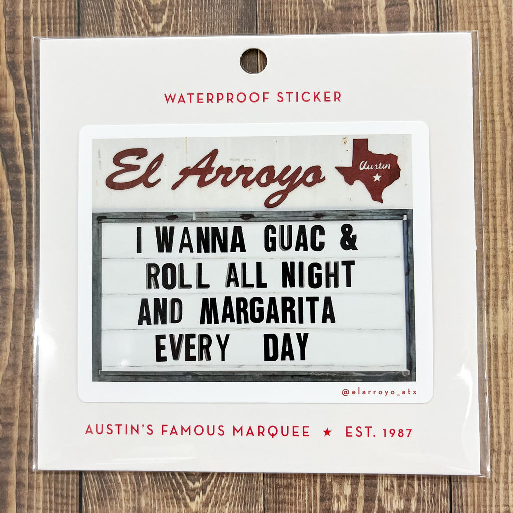 I Wanna Guac & Roll All Night and Margarita Every Day Sticker by El Arroyo - Lyla's: Clothing, Decor & More - Plano Boutique