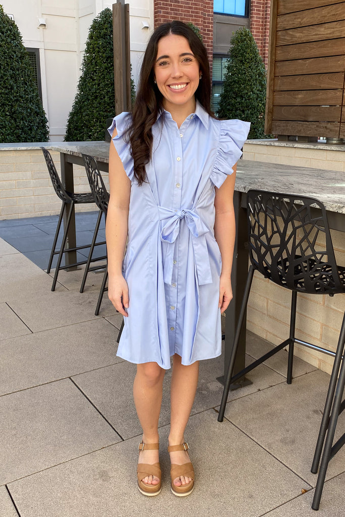 Tie in A Bow Button Up Chambray Dress - Lyla's: Clothing, Decor & More - Plano Boutique