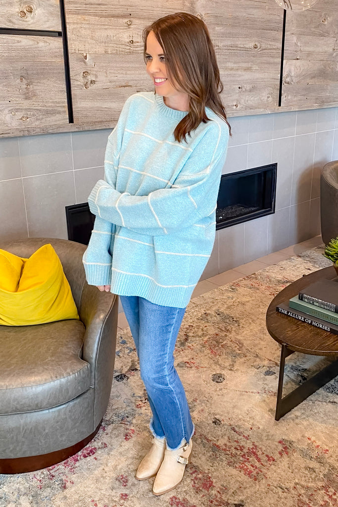 Elevate Your Look Blue Striped Sweater - Lyla's: Clothing, Decor & More - Plano Boutique