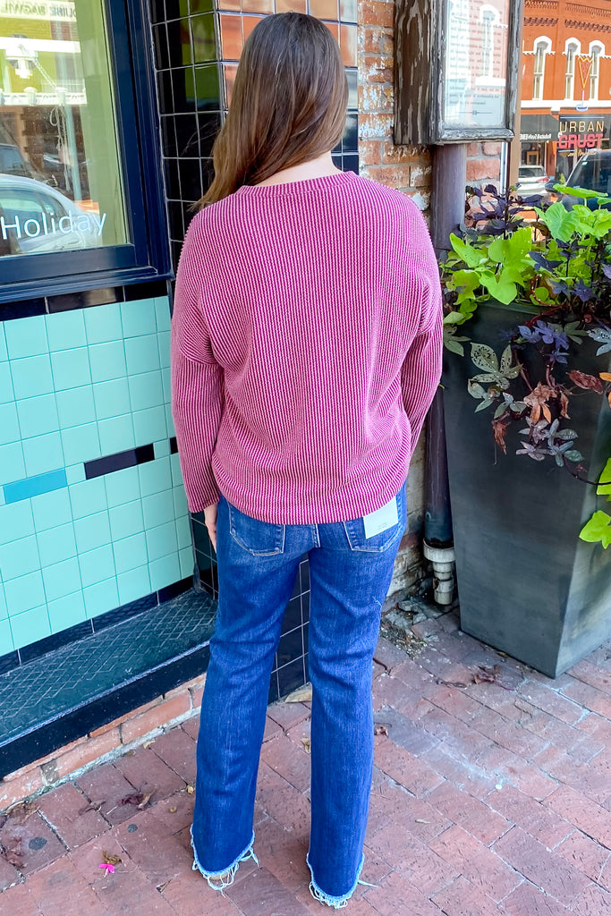Came Here For You Dark Wine Ribbed Top - Lyla's: Clothing, Decor & More - Plano Boutique