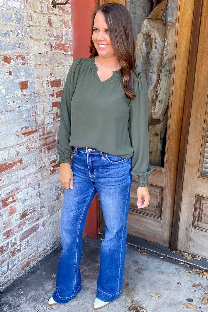 Take a Moment Olive Top - Lyla's: Clothing, Decor & More - Plano Boutique