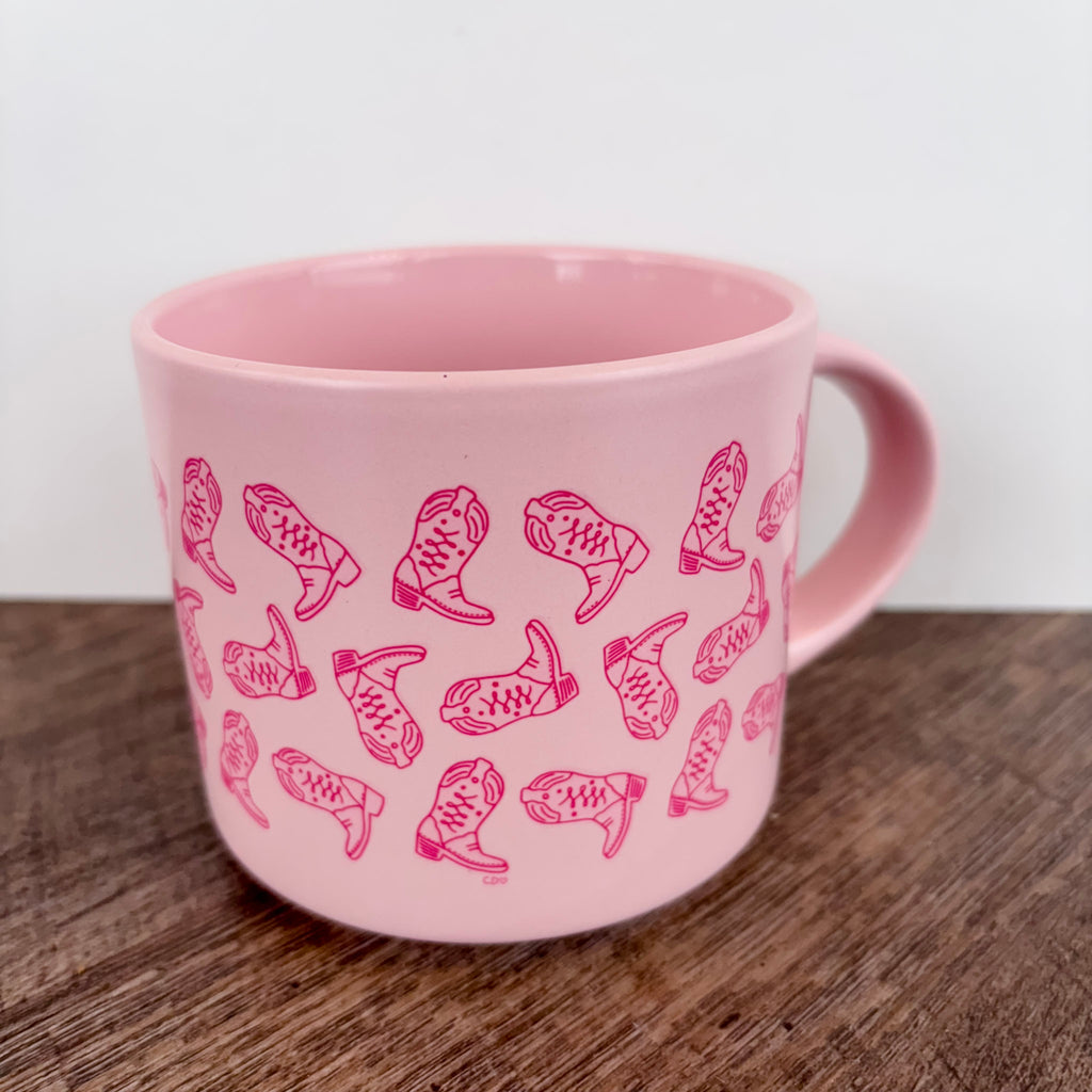Western Cowgirl Boots Mug - Pink - Lyla's: Clothing, Decor & More - Plano Boutique