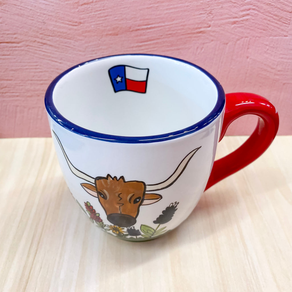 Longhorn God Bless Texas Mug - Lyla's: Clothing, Decor & More - Plano Boutique