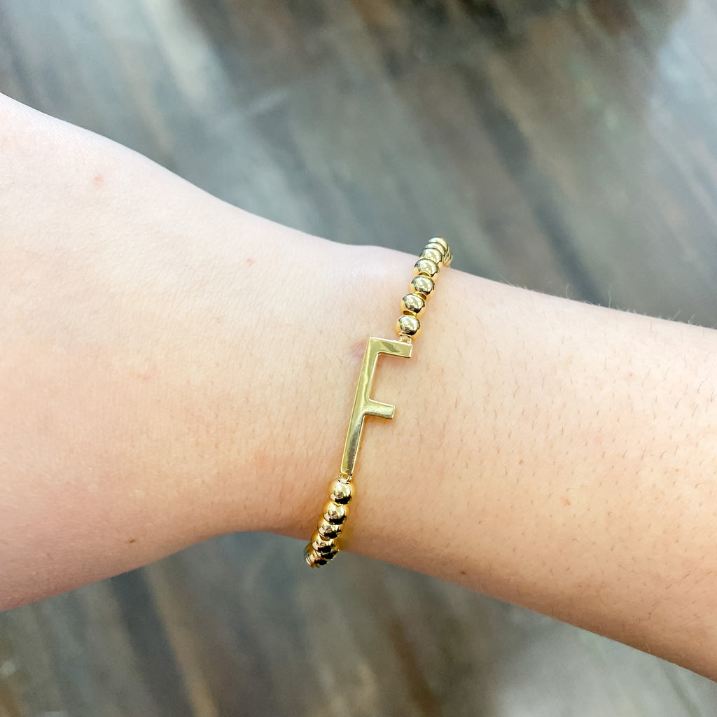 Initial Sideways Initial Bracelet - Lyla's: Clothing, Decor & More - Plano Boutique