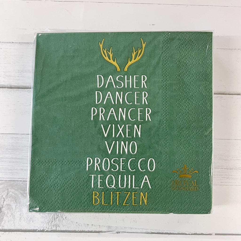 Blitzen Christmas Beverage Napkins - Lyla's: Clothing, Decor & More - Plano Boutique