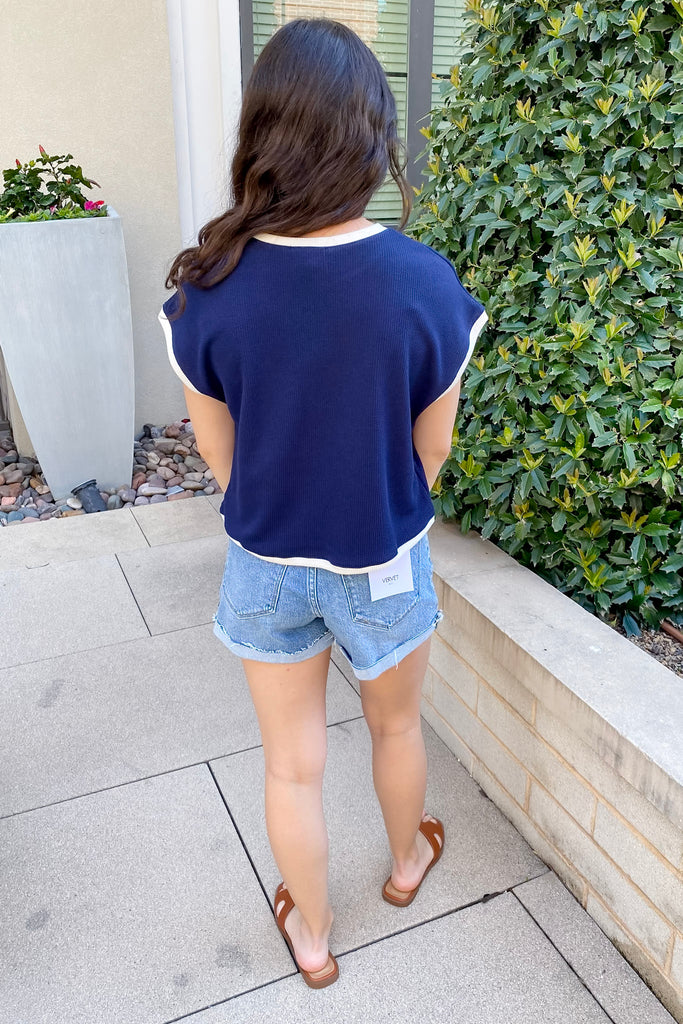 Brooklyn In The Summer Navy Top - Lyla's: Clothing, Decor & More - Plano Boutique