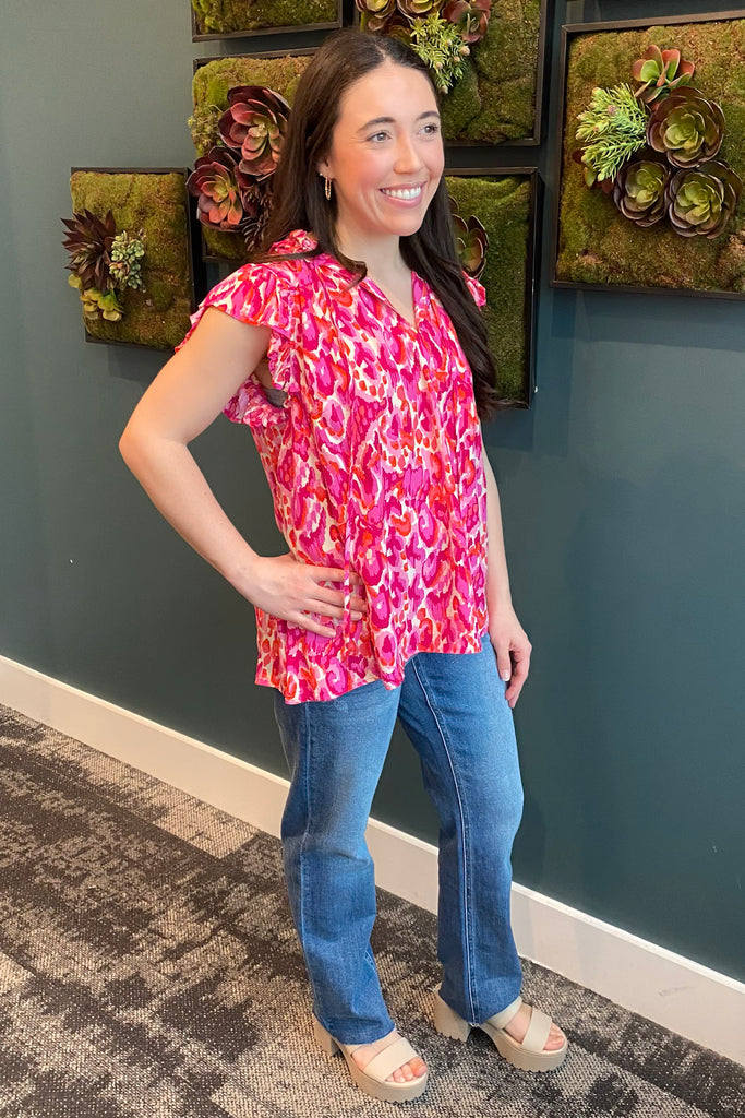 Looking Good Leopard Print Magenta Top - Lyla's: Clothing, Decor & More - Plano Boutique