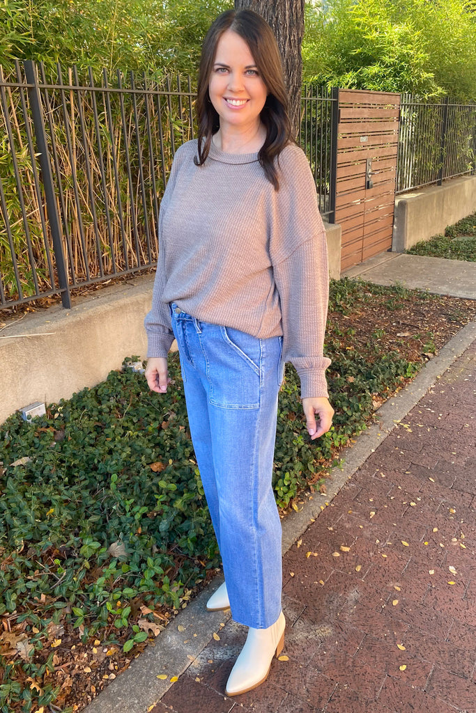 Solictous High Rise Utility Wide Leg Denim by Lovervet - Lyla's: Clothing, Decor & More - Plano Boutique