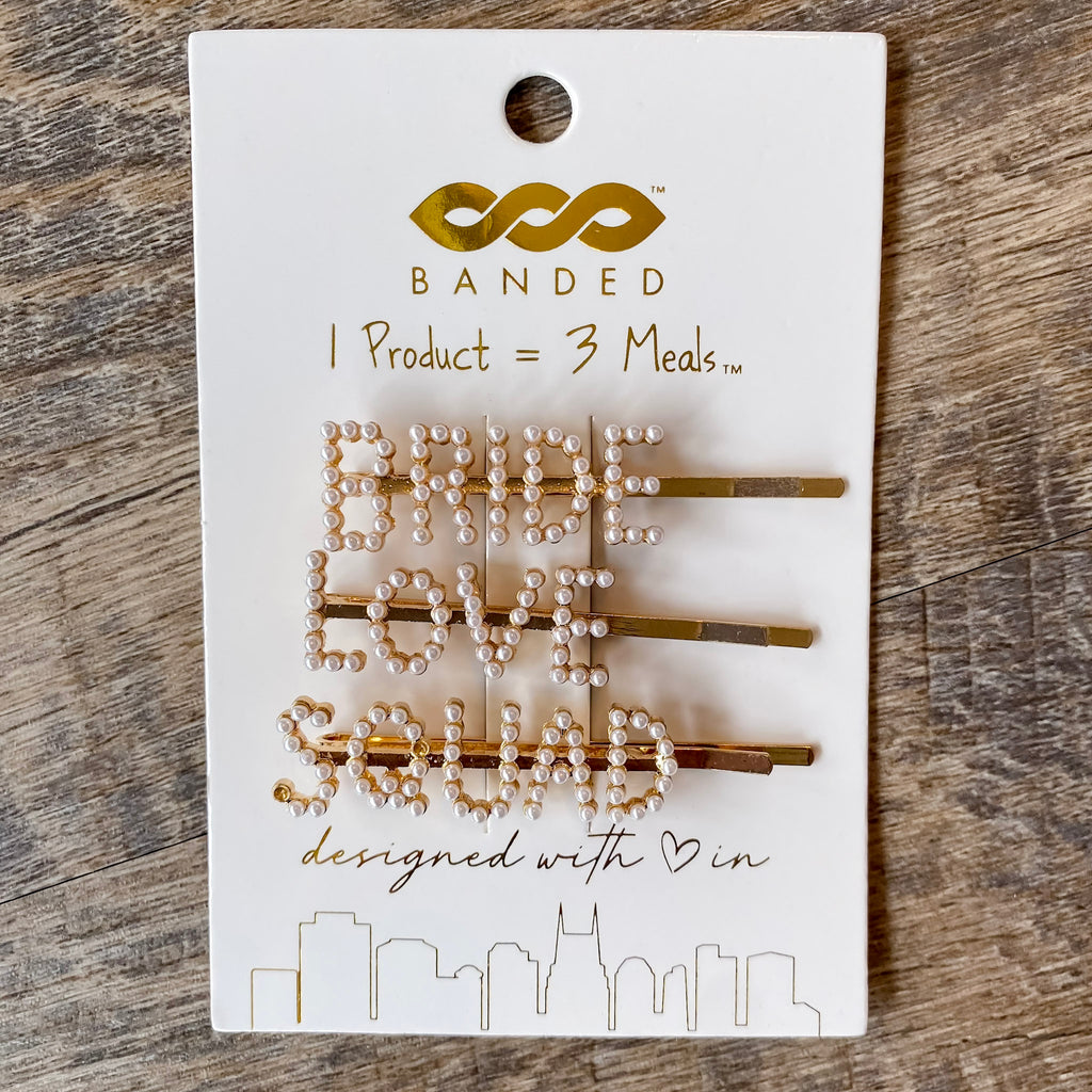 Bride, Love, Squad 3 Pack Pearl Bobby Pins - Lyla's: Clothing, Decor & More - Plano Boutique