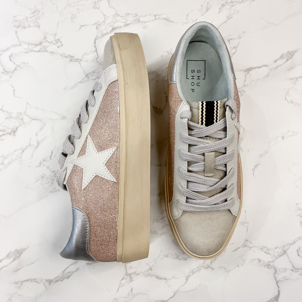 Reba Champagne Glitter Shu Shop Sneaker - Lyla's: Clothing, Decor & More - Plano Boutique