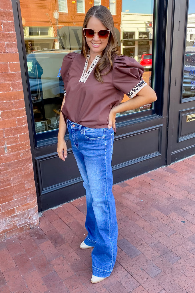 Intrigue High Rise Trouser Hem Relaxed Flare Jeans by Lovervet - Lyla's: Clothing, Decor & More - Plano Boutique