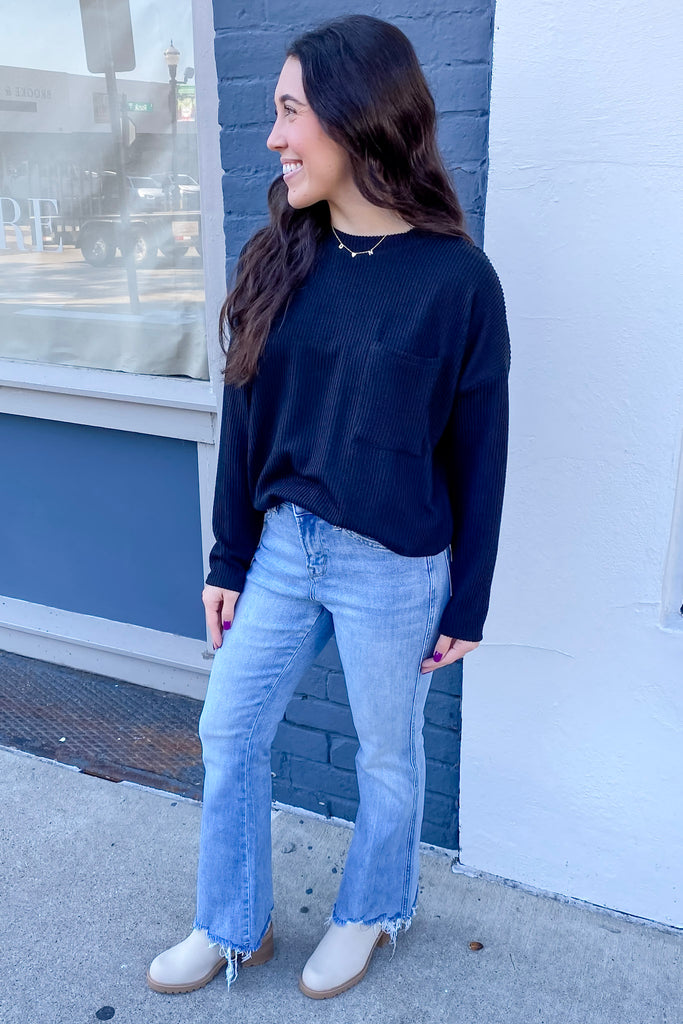 Came Here For You Black Ribbed Top - Lyla's: Clothing, Decor & More - Plano Boutique