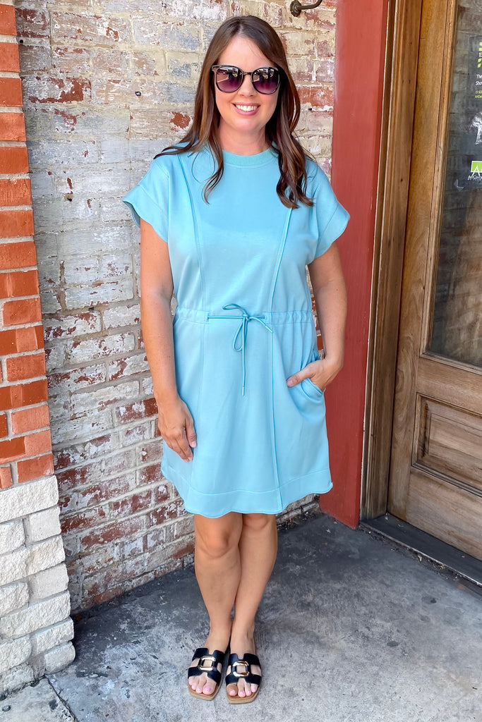 Off to Shop Scallop Trim Mint Blue Dress - Lyla's: Clothing, Decor & More - Plano Boutique