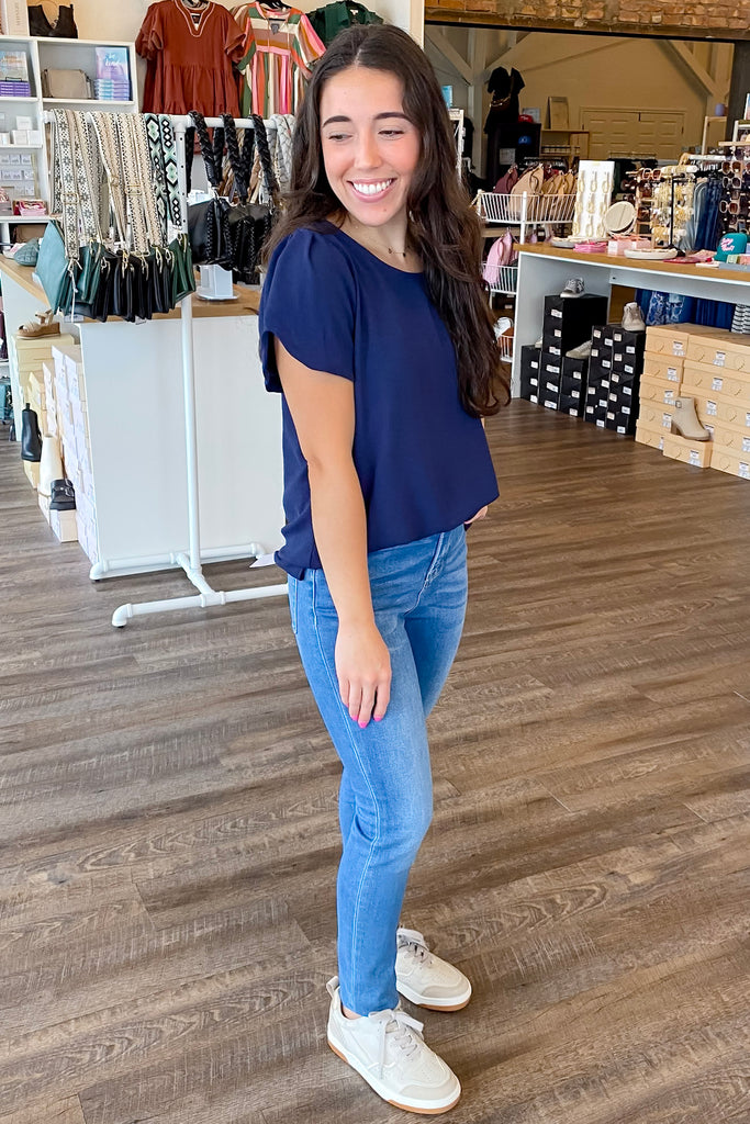 Wonder About You Navy Top - Lyla's: Clothing, Decor & More - Plano Boutique