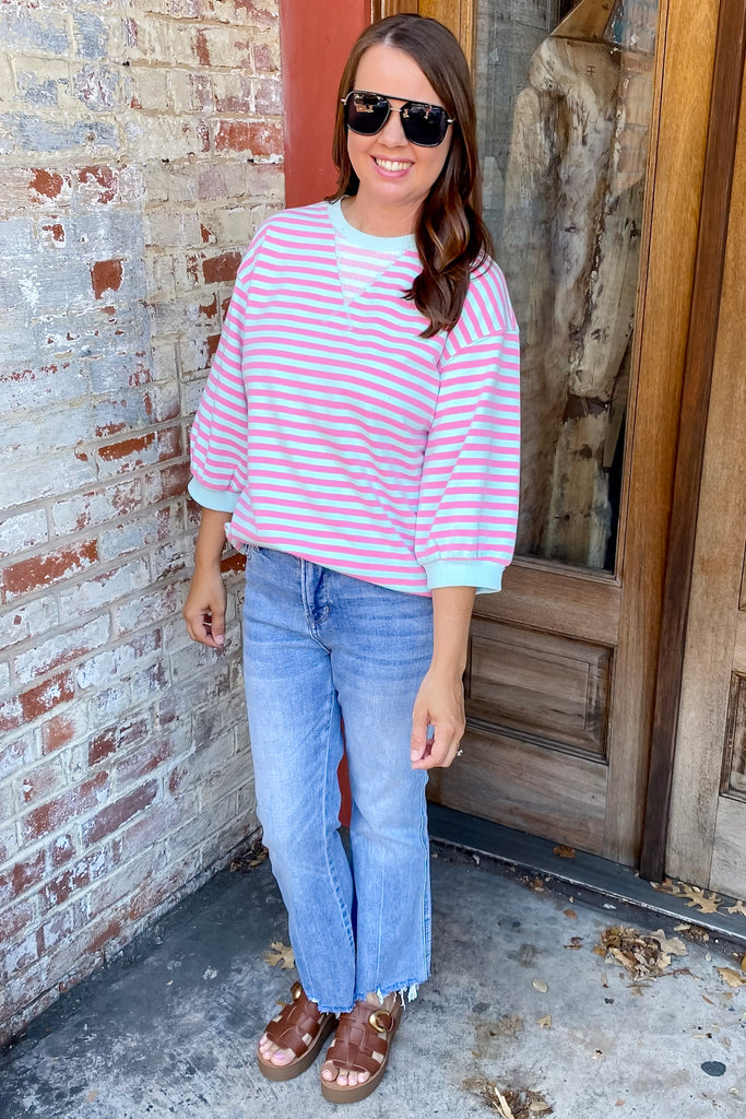 Give It All Pink Striped Sweater - Lyla's: Clothing, Decor & More - Plano Boutique