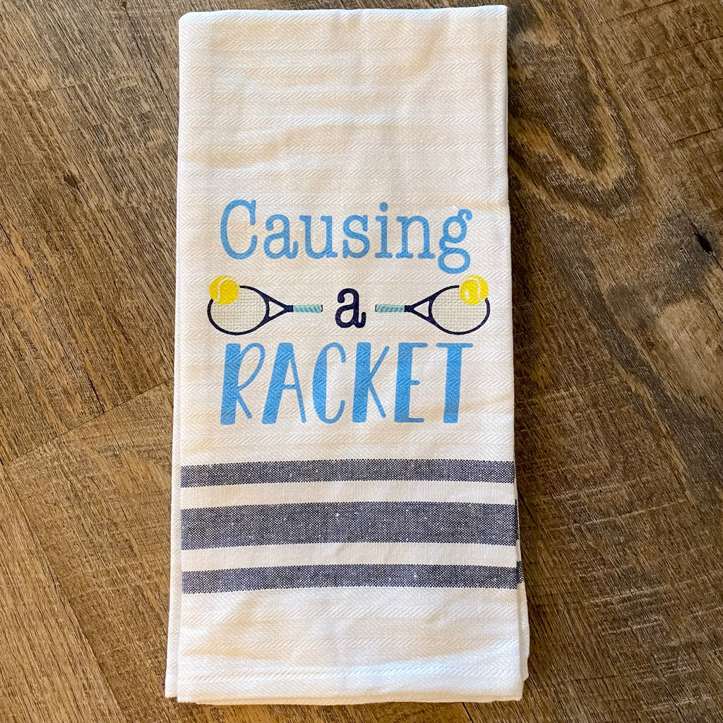 Causing A Racket Hand Towel - Lyla's: Clothing, Decor & More - Plano Boutique