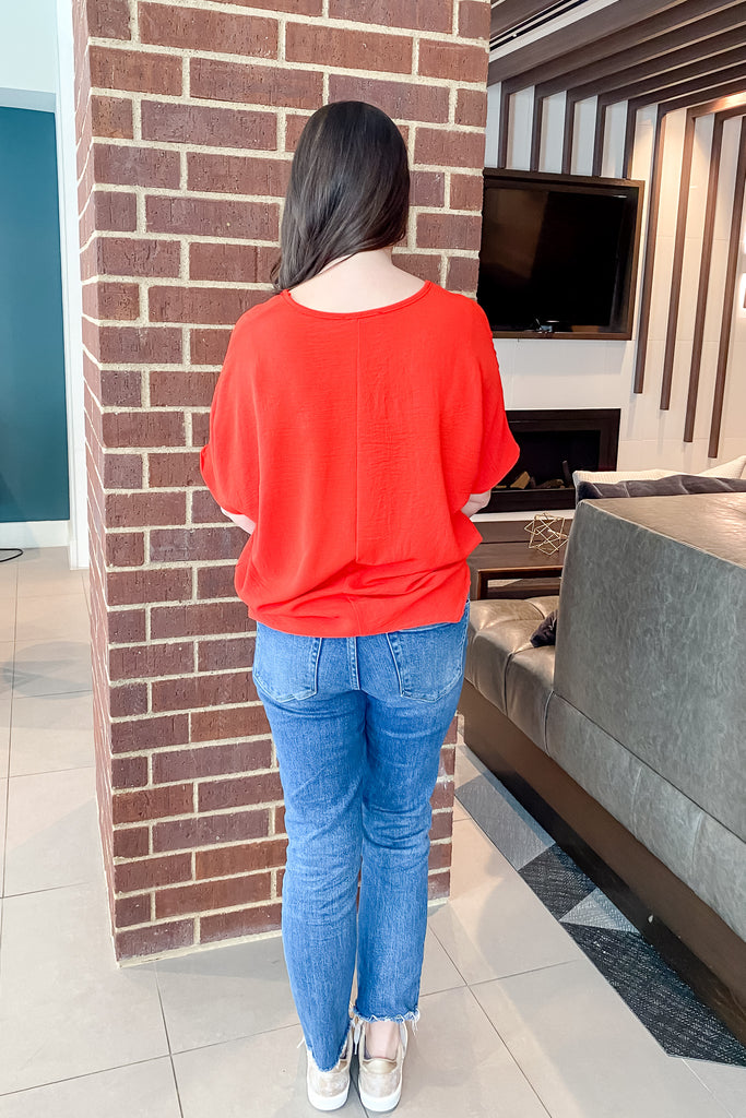 Simple V Neckline Red Top - Lyla's: Clothing, Decor & More - Plano Boutique