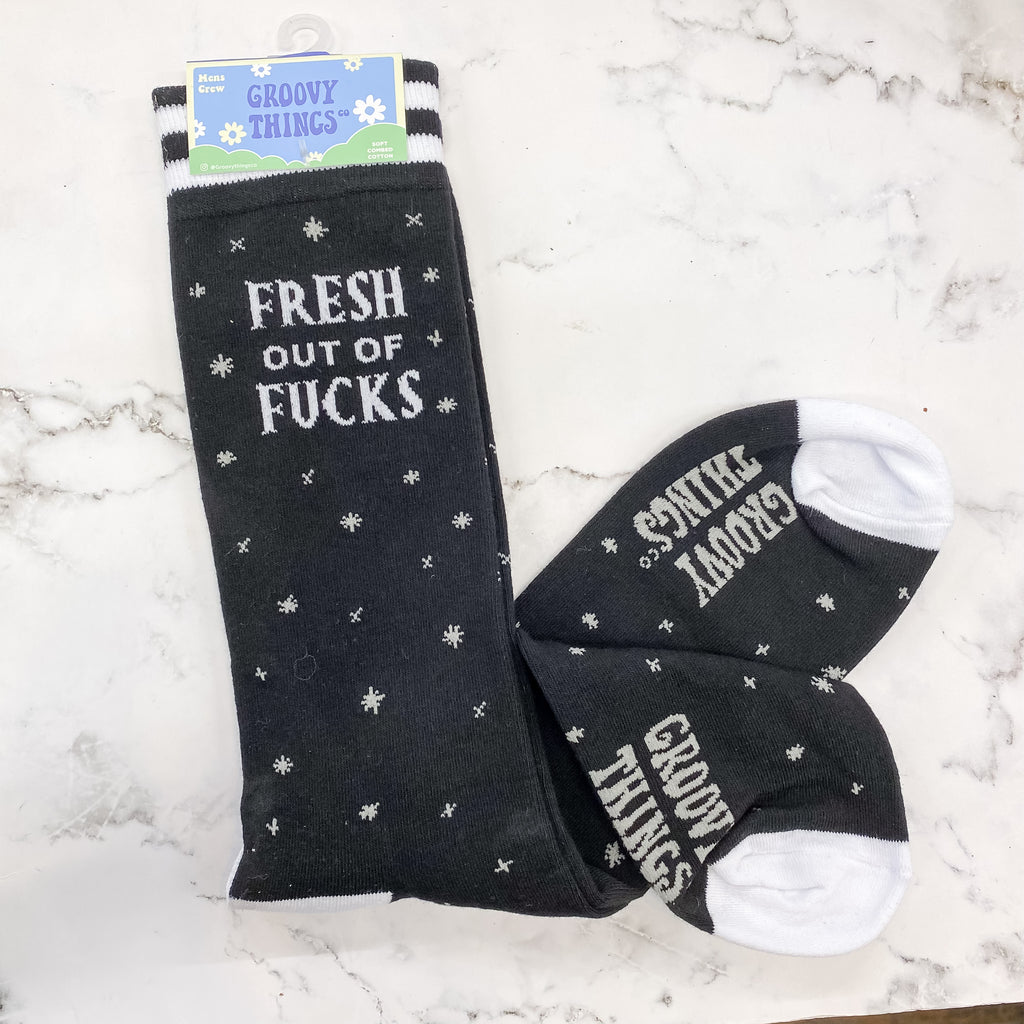 Fresh Out Of Fucks Mens Socks - Lyla's: Clothing, Decor & More - Plano Boutique