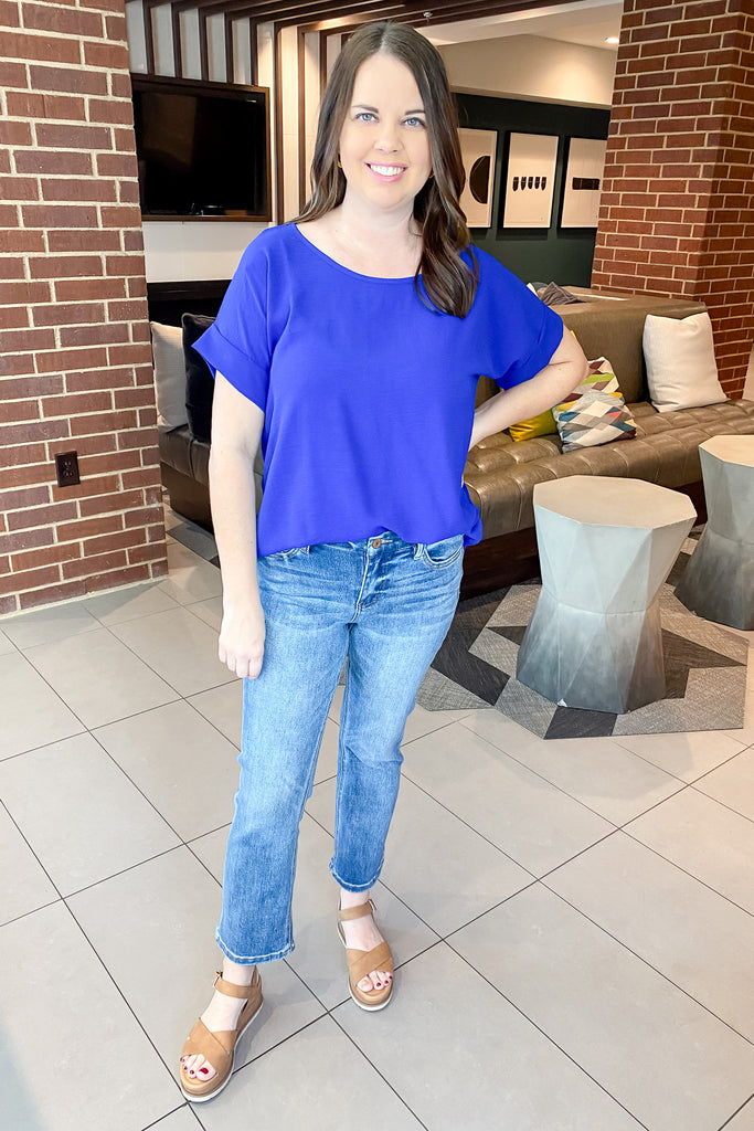 Scooped Up Royal Blue Top - Lyla's: Clothing, Decor & More - Plano Boutique