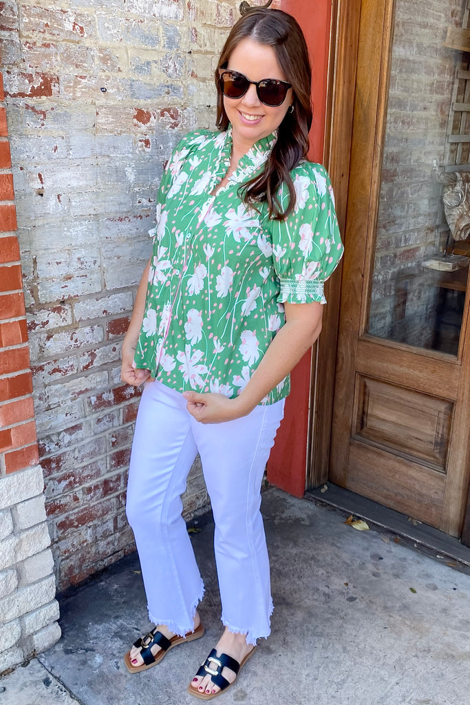 Invest in Yourself Green and Pink Print Top - Lyla's: Clothing, Decor & More - Plano Boutique