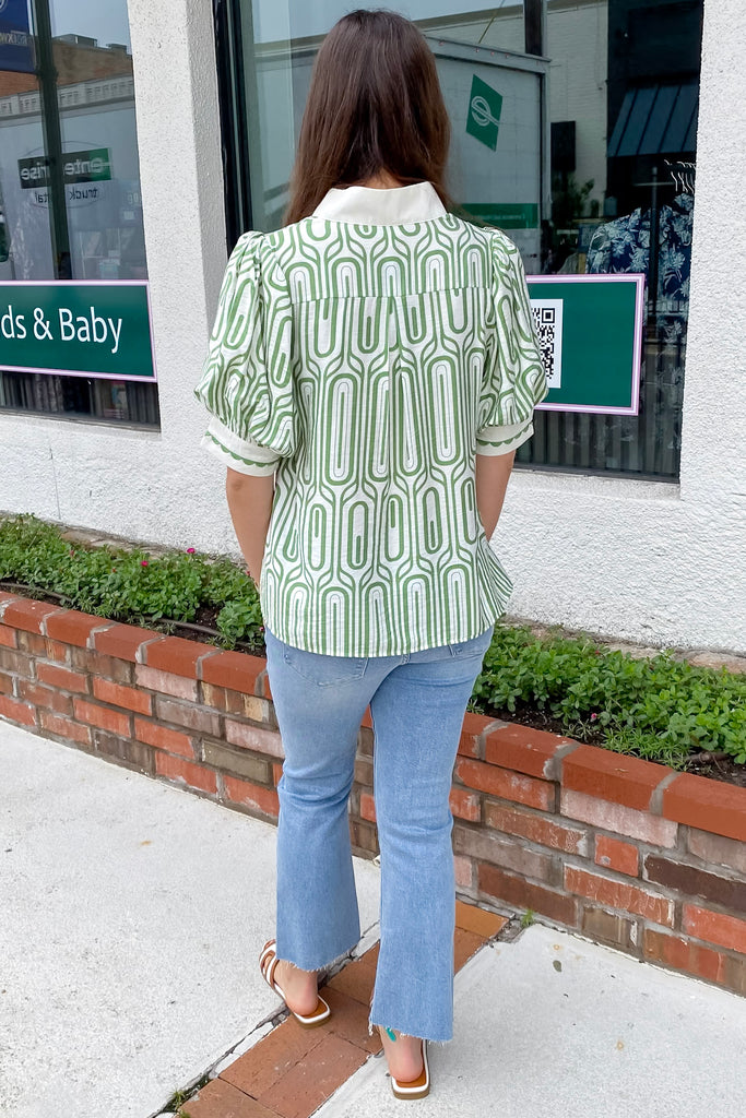 Adventure Awaits Olive Geo Print Top - Lyla's: Clothing, Decor & More - Plano Boutique