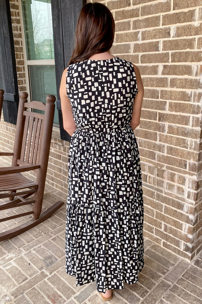Perfectly Chic Black Print Midi Dress - Lyla's: Clothing, Decor & More - Plano Boutique