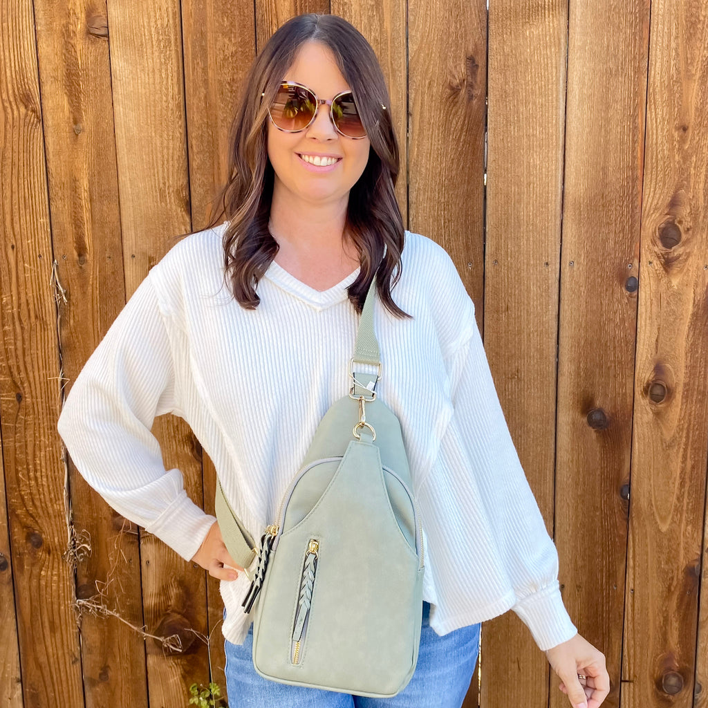 Jen & Co Nikki Sling Pack Bag - Sage - Lyla's: Clothing, Decor & More - Plano Boutique