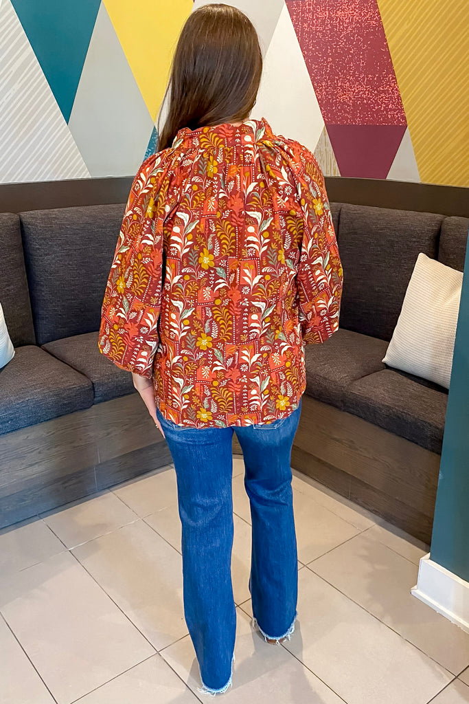 For The First Time Burgundy Floral Print Top - Lyla's: Clothing, Decor & More - Plano Boutique