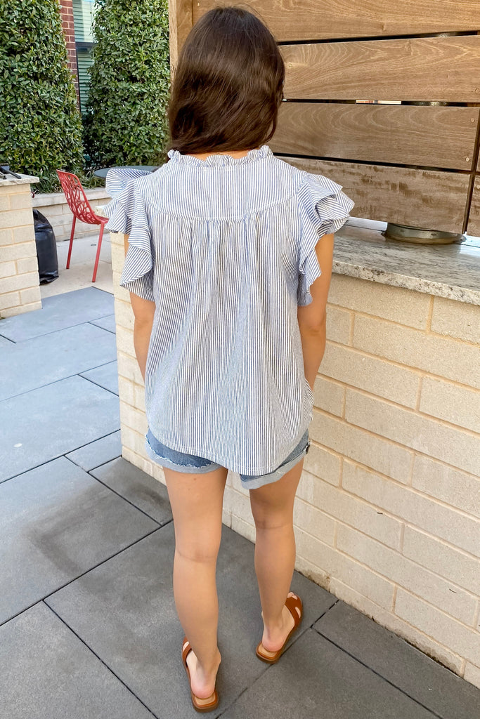 You Got Me Striped Blue Top - Lyla's: Clothing, Decor & More - Plano Boutique